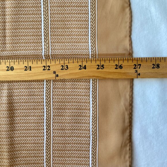 Vintage Beige Chevron Weave Print Polyester Square Scarf 27" X 27" Japan White - Picture 9 of 13